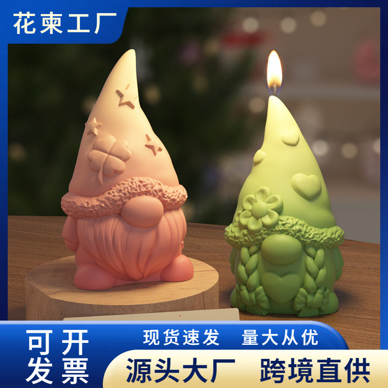 DIY Love Star Dwarf Ornaments Gypsum Silicone Mold Christmas Kitten Resin Ornaments Aromatherapy Candle Mold