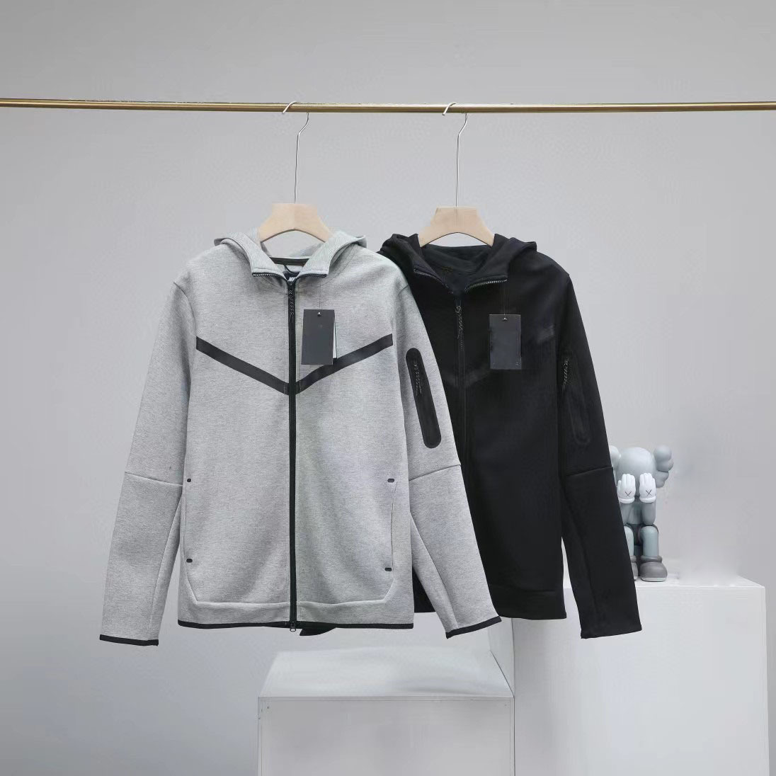 2024 Spring and Autumn Sports and Casual Two-Color Knitted Hooded Zipper Men's 490 Jacket