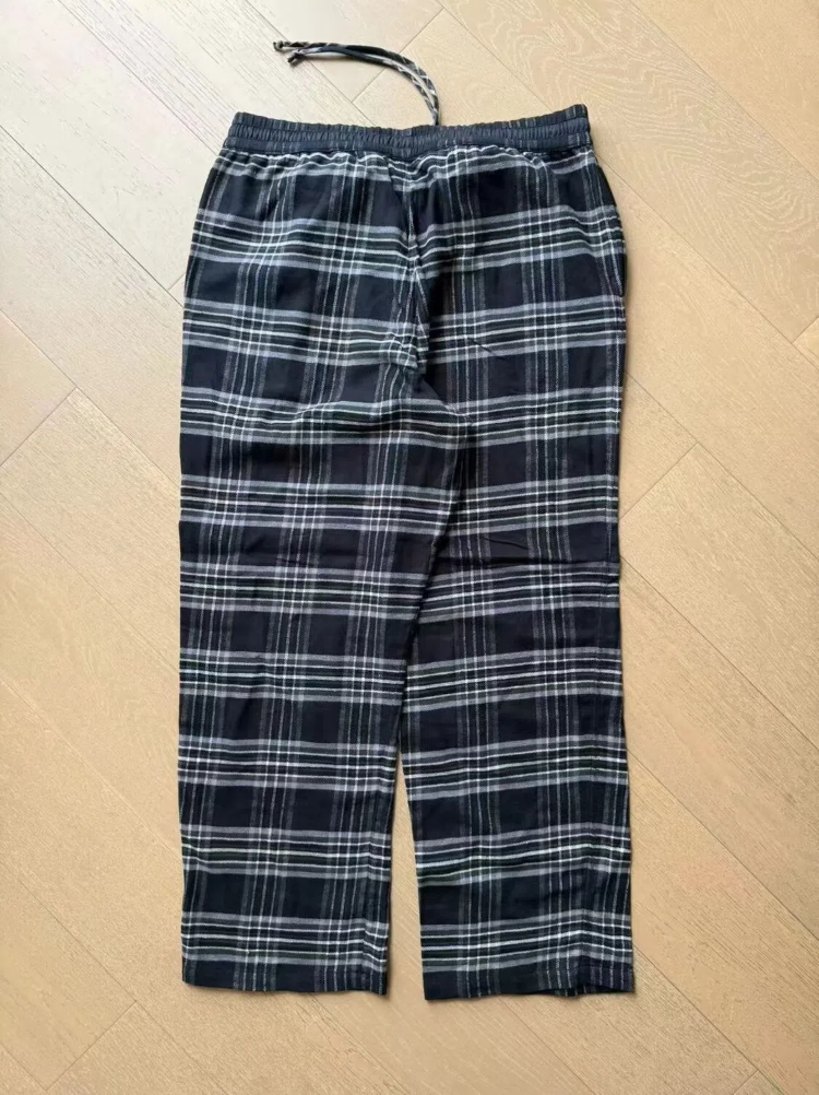 Produced by Water Studio, Black Cross-Stitched Flannel Plaid Sweatpants Foto QC de TAOBAO na Qualit.ly