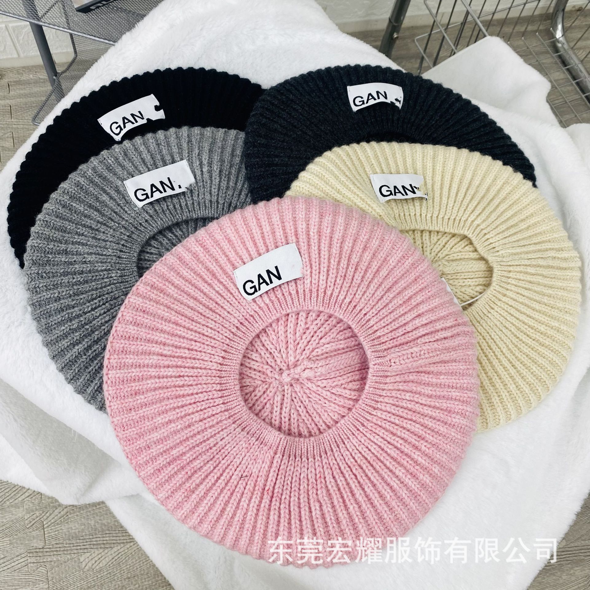 Real Wool! New Letter Logo Zhao Lusi White Deer Same Style High Proportion Wool Blend Beret Versatile