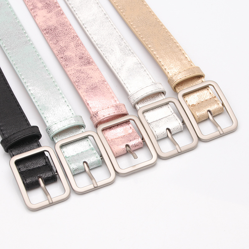 Popular Korean version of all-match women's belt shiny pu alloy buckle belt jeans decorative pants with students wholesale