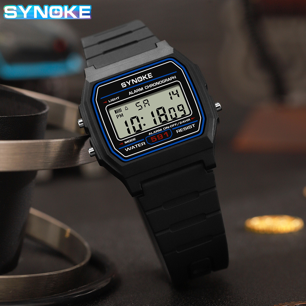 Factory Goods Synoke Digital Watch Retro Classic Small Square Student Sports Watch Light and Thin Design Ready Stock