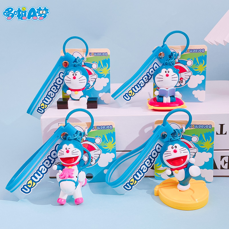 Authentic Doraemon Cute Time Series Robot Cat Car Keychain Cartoon Cute Key Chain Bag Pendant
