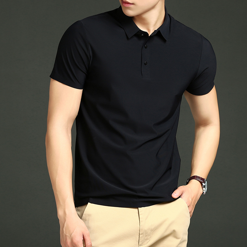 Ice Silk Business Casual Polo Shirt Short-sleeved Men's and Women's Custom Summer New Young and Middle-aged Business Loose Luck T-shirt