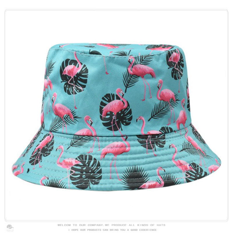 Cross-Border Reversible Fisherman Hat for Men and Women, Fashionable Flamingo Print Basin Hat, Spring and Summer Outdoor Sun Protection Hat