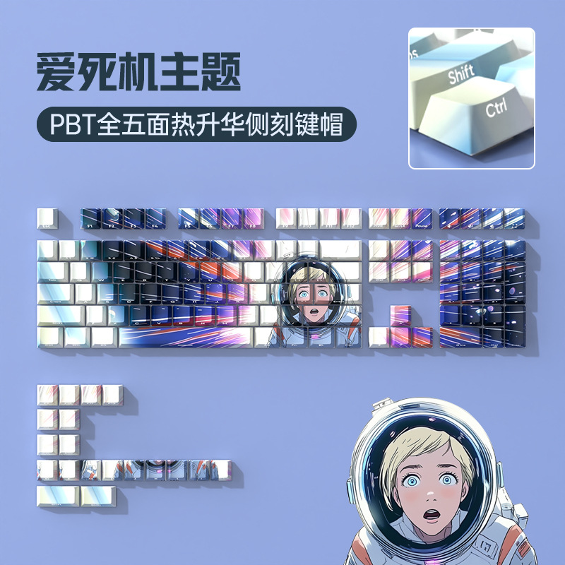 Love, Death & Robots Pbt Dye-Sublimation Mechanical Keyboard Themed Comic Keycaps Side-Engraved Translucent Customized Personalized Anime Style