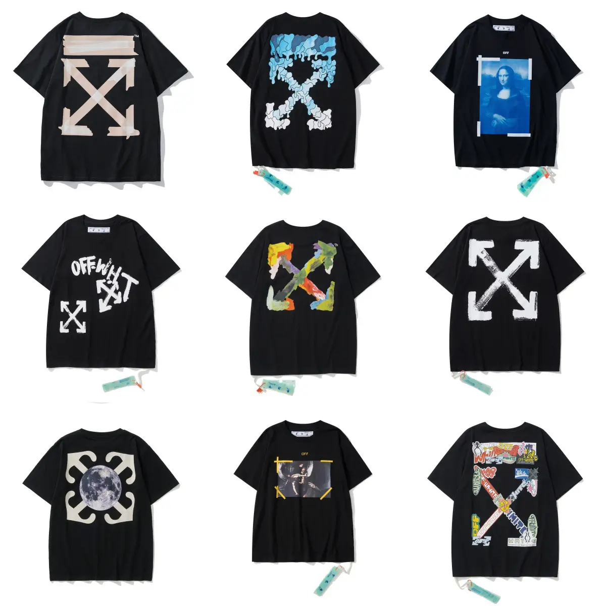 2024 Summer New European and American Trendy Brand Men's and Women's Couple's Big Size Loose Hooded OW Short Sleeve T-shirt Youth Tee