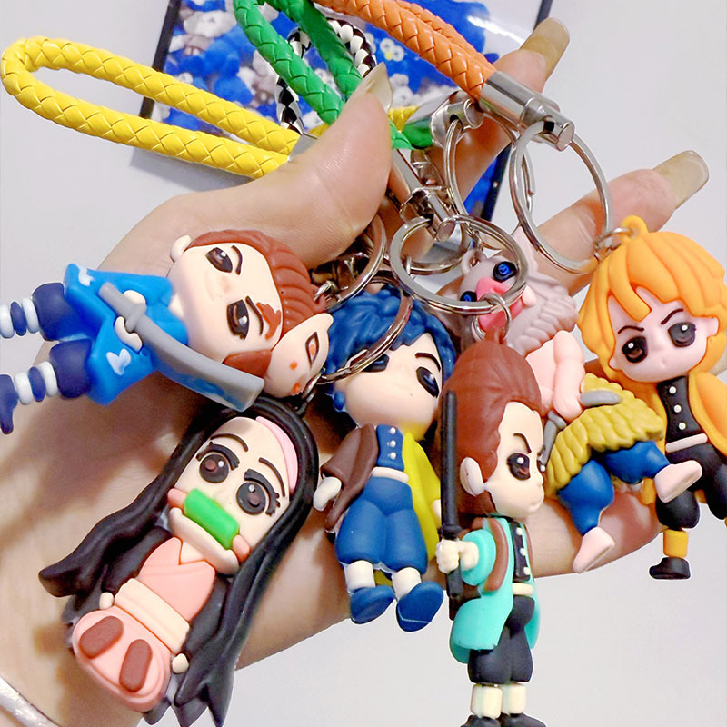 Cross-Border Anime Demon Slayer Keychain Couple Style Car Key Chain Men's and Women's Bag Pendant Micro-Business Cheap Gifts