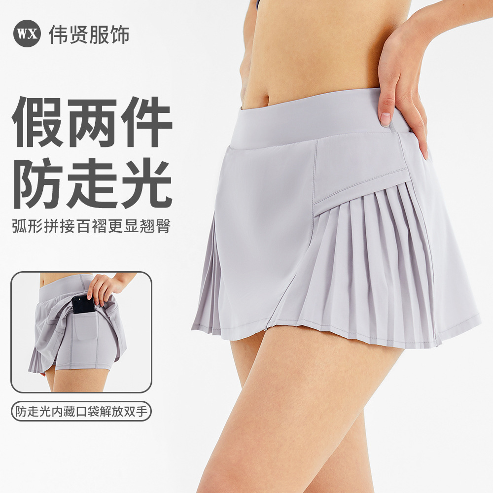 Cross-border Sports Skirt Fake Two-piece Girl Quick-drying Summer Anti-running Fitness Short Tennis Skirt Badminton Skirt