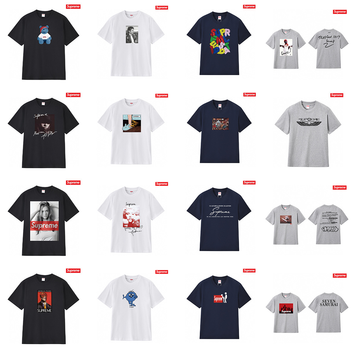 High-End Version of the Cross-Border American Fashion Brand Supreme, Letter Logo Printed Box Round Neck Short-Sleeved T-Shirt for Men and Women, Loose and Casual