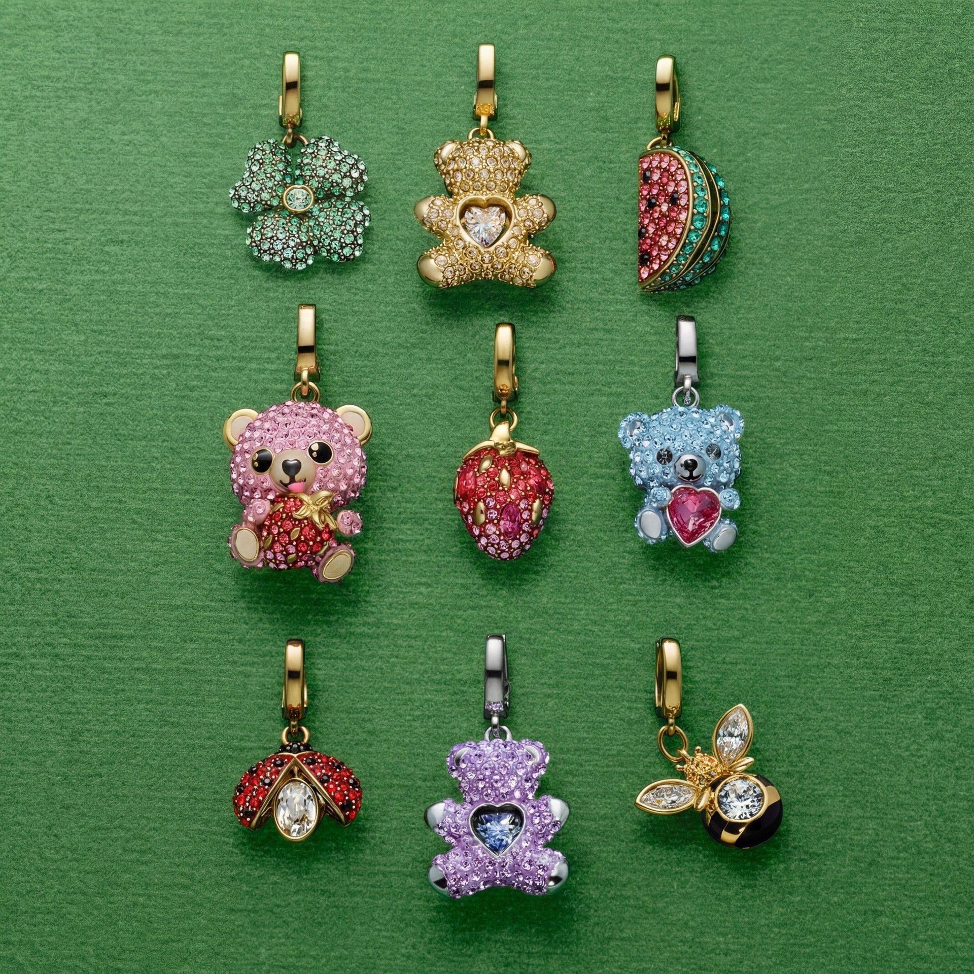 European and American New Hot-Selling Animal Bear Zircon Series Oil-Drip Style DIY Accessories Pendants, Cross-Border Color-Preserving Wholesale