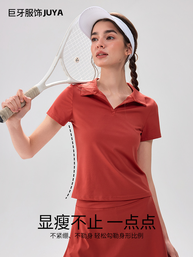 Polo Collar Short-Sleeved T-Shirt for Women 2026 Summer Casual Sports Polo Shirt Quick-Drying Running Fitness Short Skirt Yoga Wear
