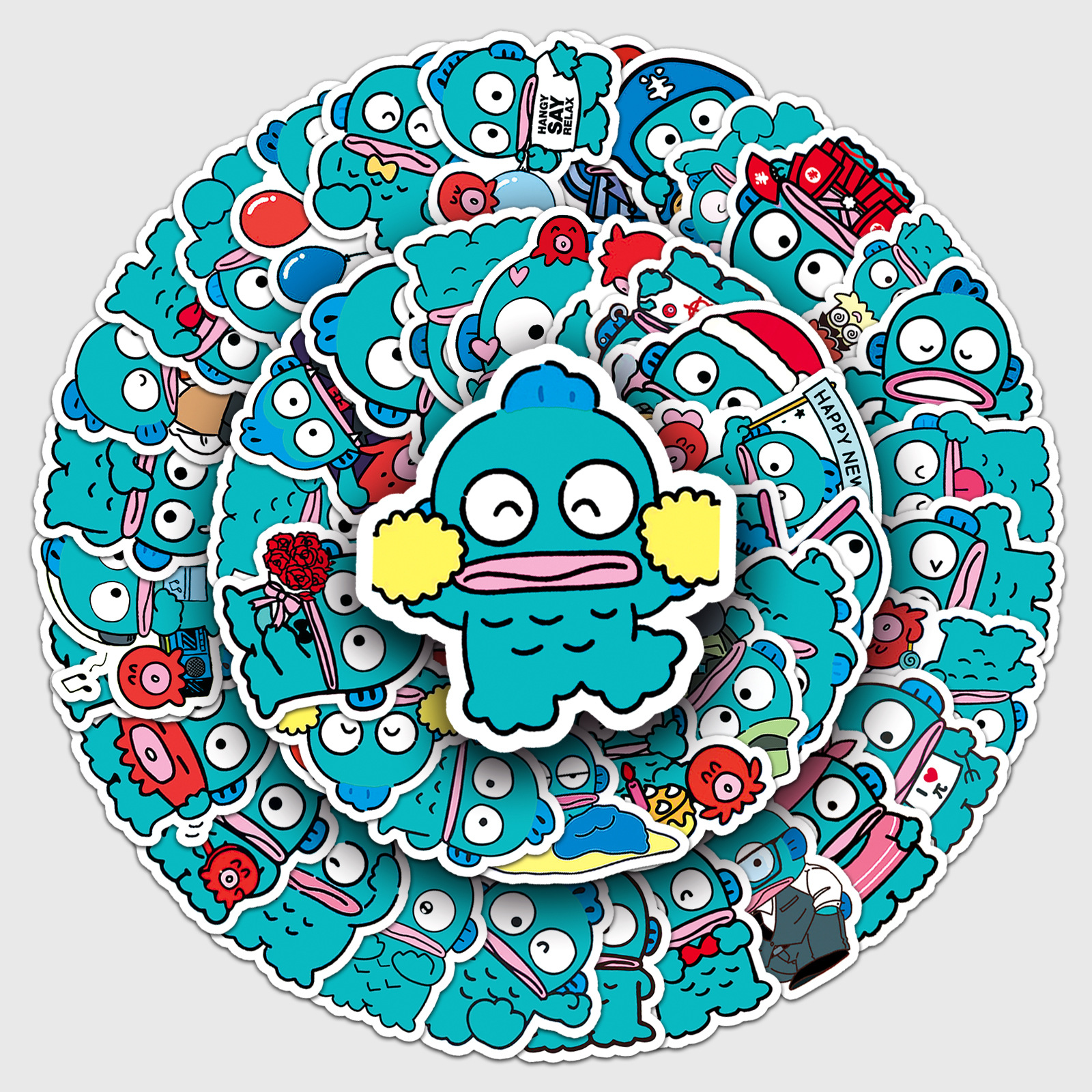 50 sheets Mermaid Hanton Cartoon Cute Ugly Fish hangyodon Decoration Luggage Case Sanrio Sticker