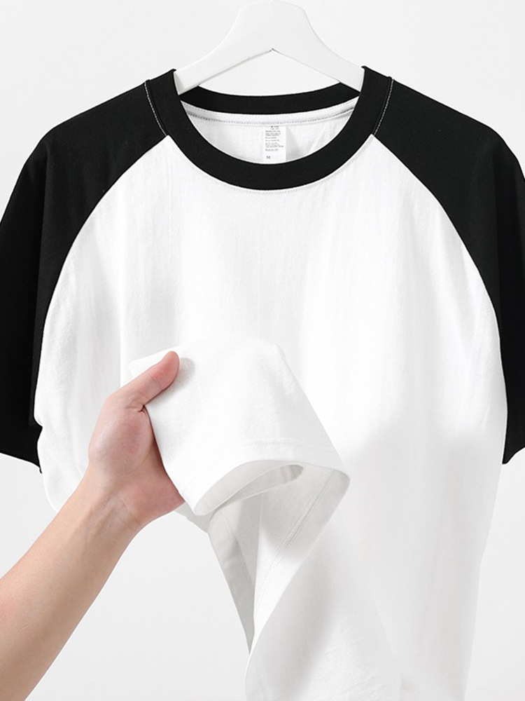 Raglan Sleeve Cotton 200g Short Sleeve T-Shirt Spring and Summer Jacket Loose Large Edition Men's and Women's Couple Group Student Class Clothes