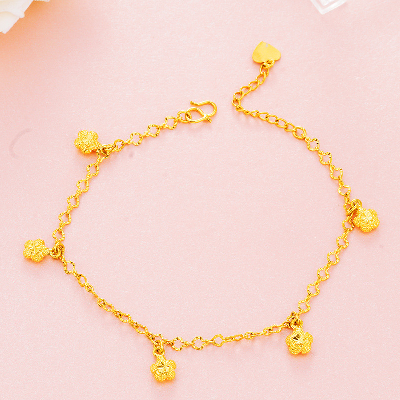 Vietnamese Sand Gold Plum Blossom Pendant Anklet for Women, Simple Starfish Foot Jewelry, Imitation Gold Anklet