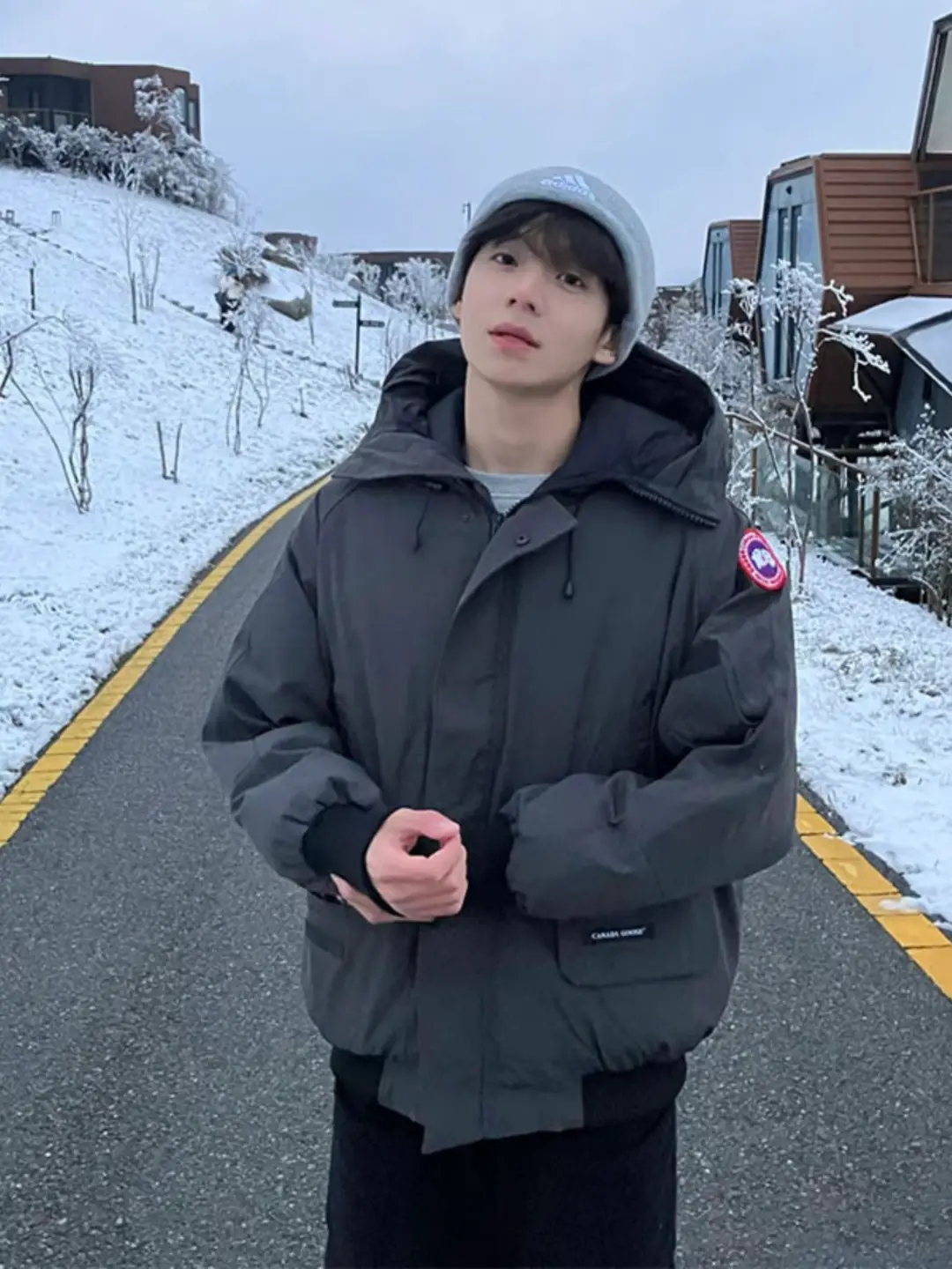 American hooded style men's winter thick short workwear cotton jacket, clean fit youth jacket
