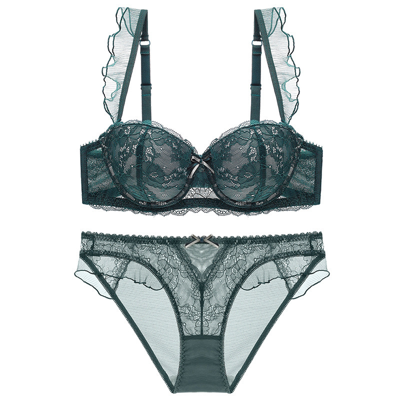 French sexy lace small chest gathered bra can insert Cup comfortable bra underwear set a generation