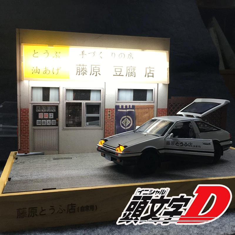 Bedroom Room Decorations, Healing-Style Fujiwara Tofu Shop Scene Model, Clear Bar Coffee Shop Creative Decorations