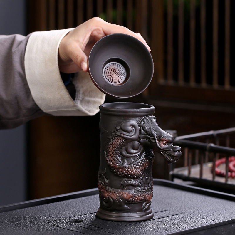 Purple Pottery Tea Leakage Household fair cup tea pet golden toad tea creative tea filter dragon column integrated tea filter combination
