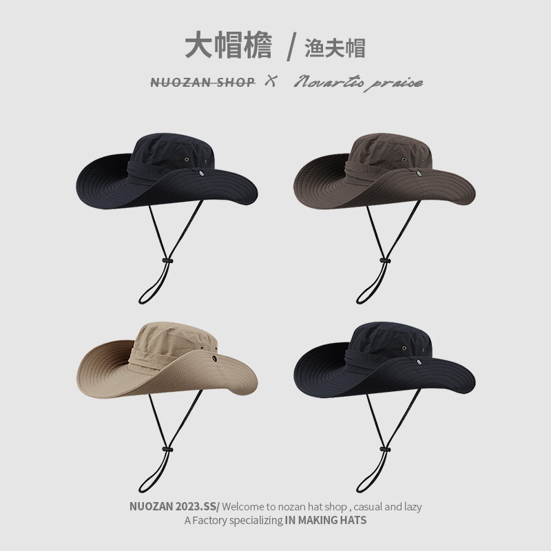 Quick-drying Sunshade Fisherman Hat Men's Summer Big-brimmed Sun Hat UV-proof Outdoor Travel Denim Mountaineering Hat for Women