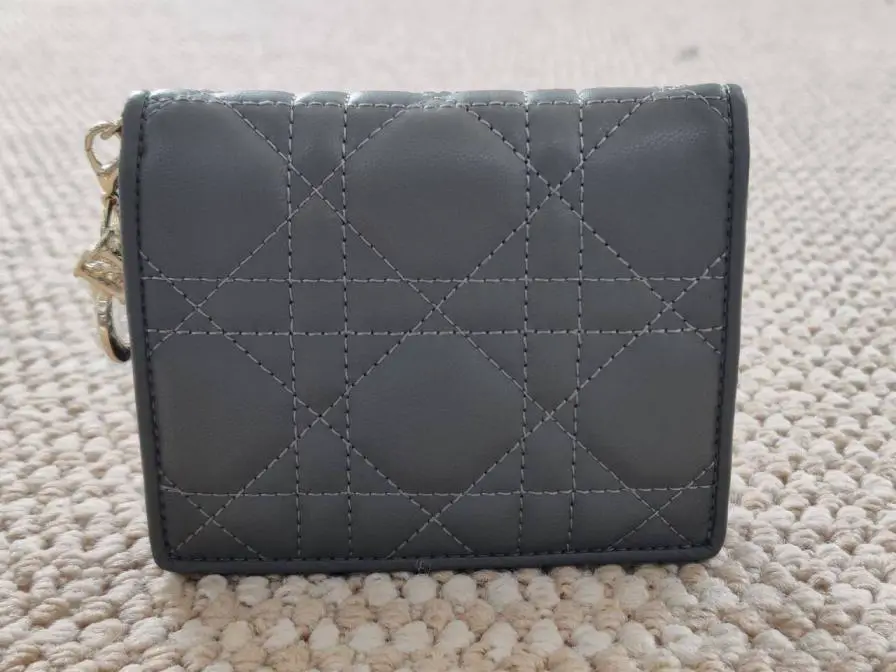 Dior Lady Dior Card Holder Grey