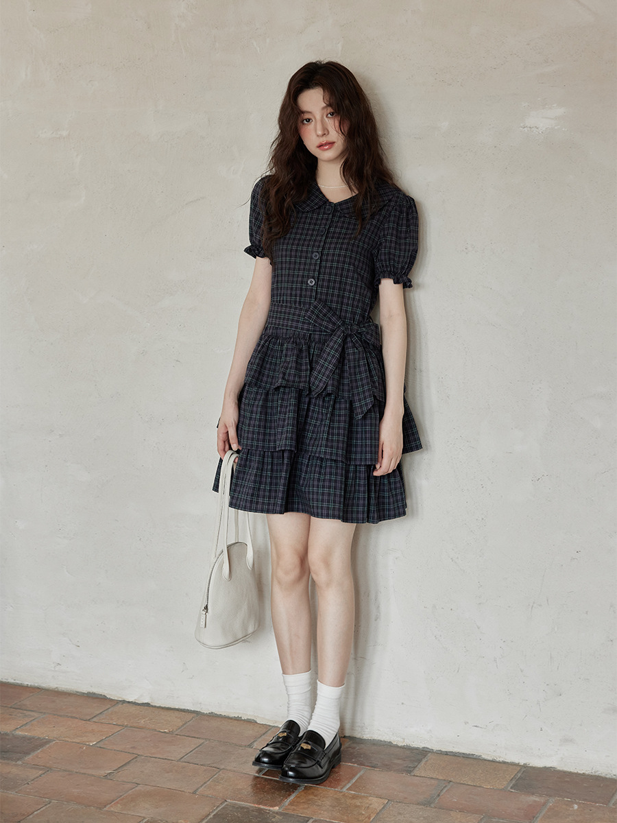 Ximon 2025 New Summer Korean Style Elegant Skirt Popular Unique Niche Design Small Plaid Dress