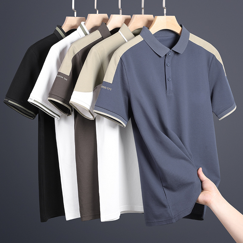 Polo Shirt Men's Casual Shirt Collar Short-Sleeved T-Shirt 2025 Spring and Summer New Light Business Men's Lapel Color Matching t