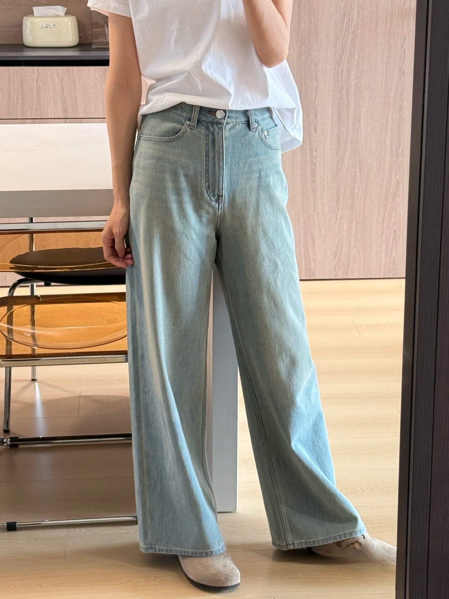 New Thin Summer Style Retro Washed Distressed Stone-Washed New Stretch Fabric Silhouette Jeans for Women 5015