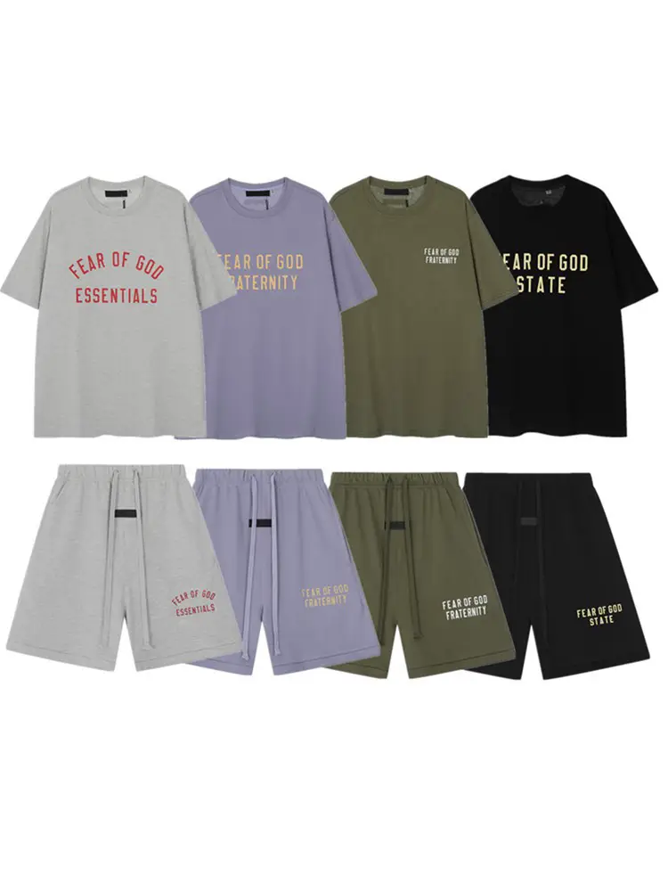 Fog Suit Multi-Thread Essentials New Double-Row Letter Short-Sleeved Men's and Women's Loose Casual T-Shirt Half-Sleeved Dropshipping