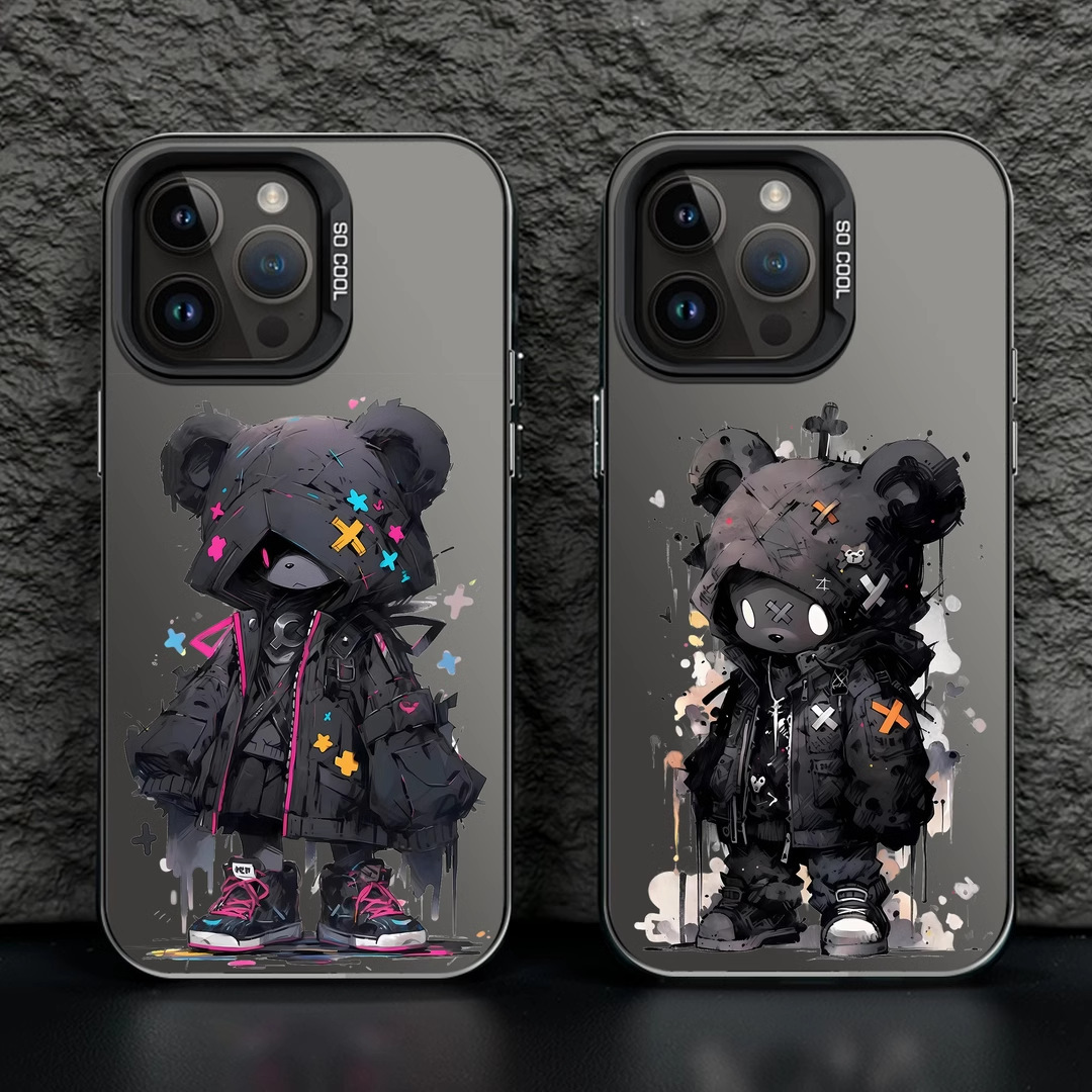 Apple 17 Pro Max Phone Case 16 Pro Compatible with 15 Plus Colorful Silver Md Protective Case 14 Colorful Violent Bear 13