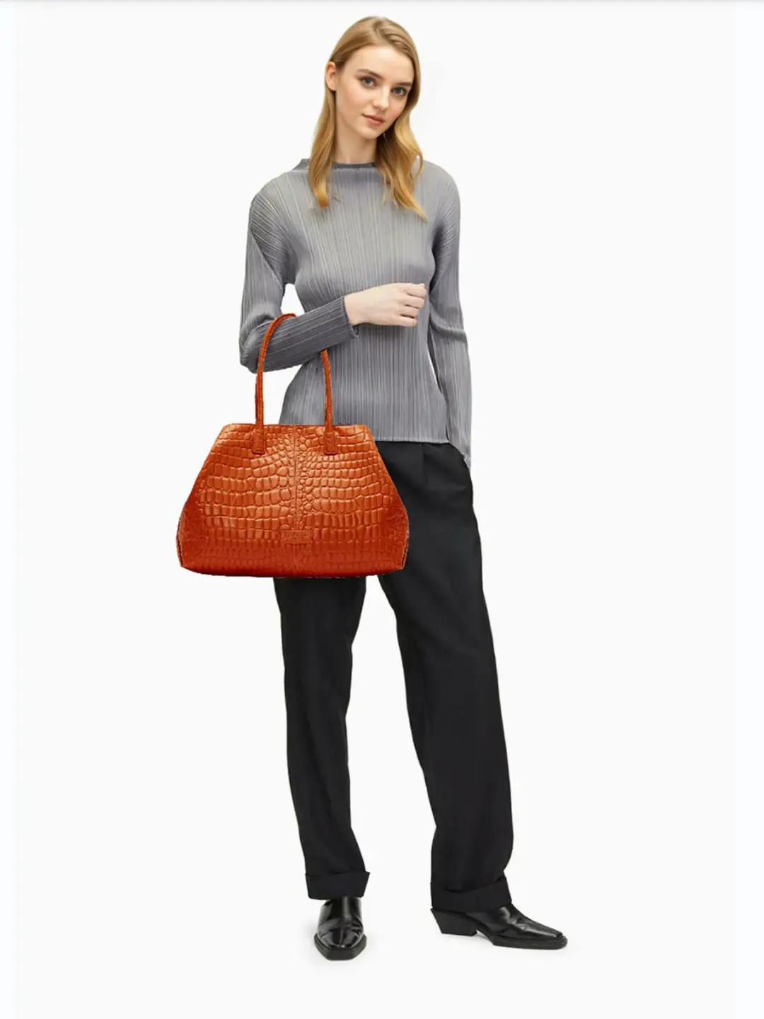 German Lkb Original Single Noos Large Orange Stone Pattern Import First Layer Cowhide Satchel Single Shoulder Wings Women's Bag