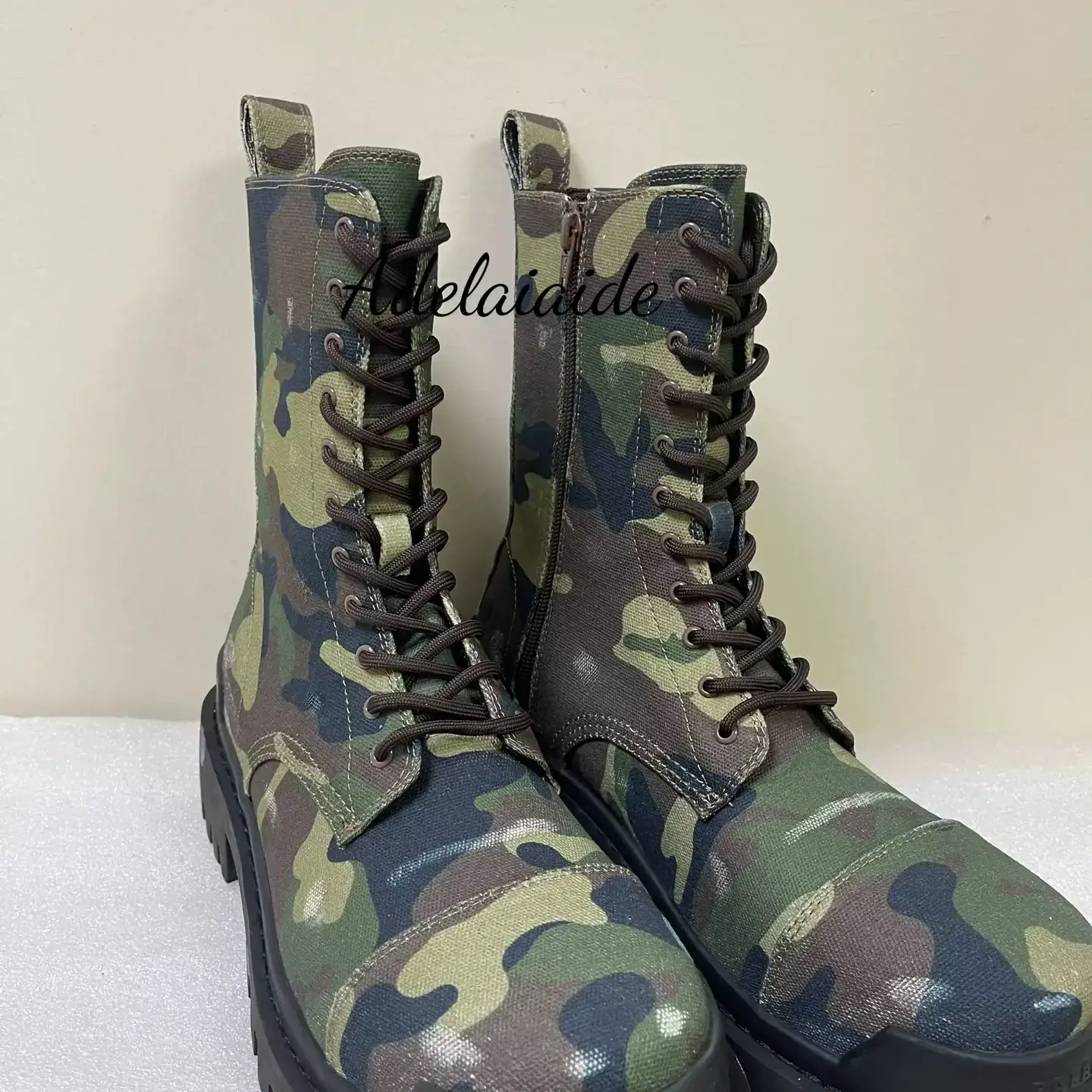 Big Head Derby Retro Camouflage Print Tooling Style Deep Battle Loss Boots Men Platform Ankle Boots