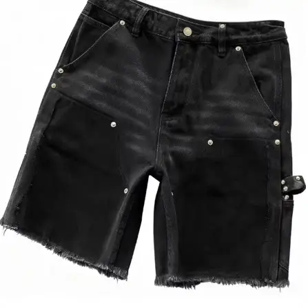 Front Left Side of Pants with String Detail, White Patch on Back Pocket with Spiral Detail, Three-Color Shorts 55011735