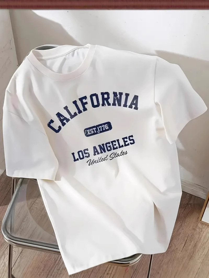 Pure Cotton T-shirt Women's Short-sleeved Loose Trendy Round Neck Top Clothes Summer Letter Printed Half-sleeved American Style Pure Cotton T-shirt
