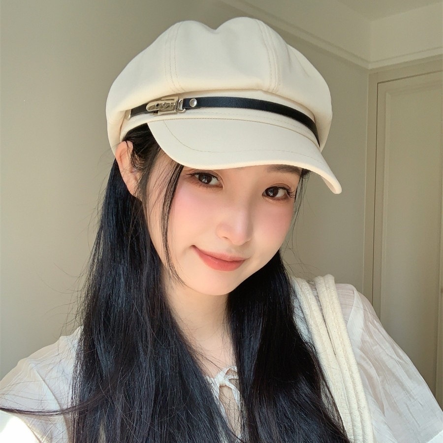 Metal Beret Summer Thin Breathable Women's Korean Style New Trendy Versatile Retro Fashion Sunshade Octagonal Hat