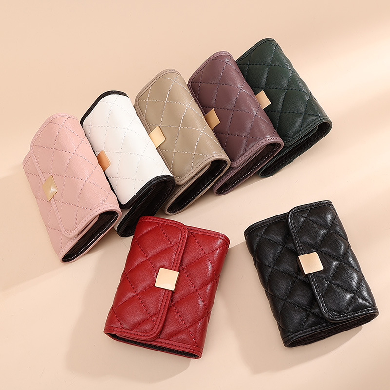 European and American rhombus sheepskin organ card bag multi-card ladies coin purse multi-functional identification bag leather card holder wholesale