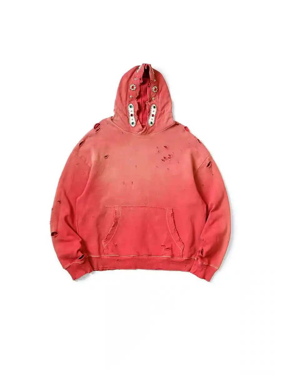 Bieber's Same Style 25Aw Kapital Hirata Kazuhiro Japanese Batik Washed Distressed Gemstone Hoodie