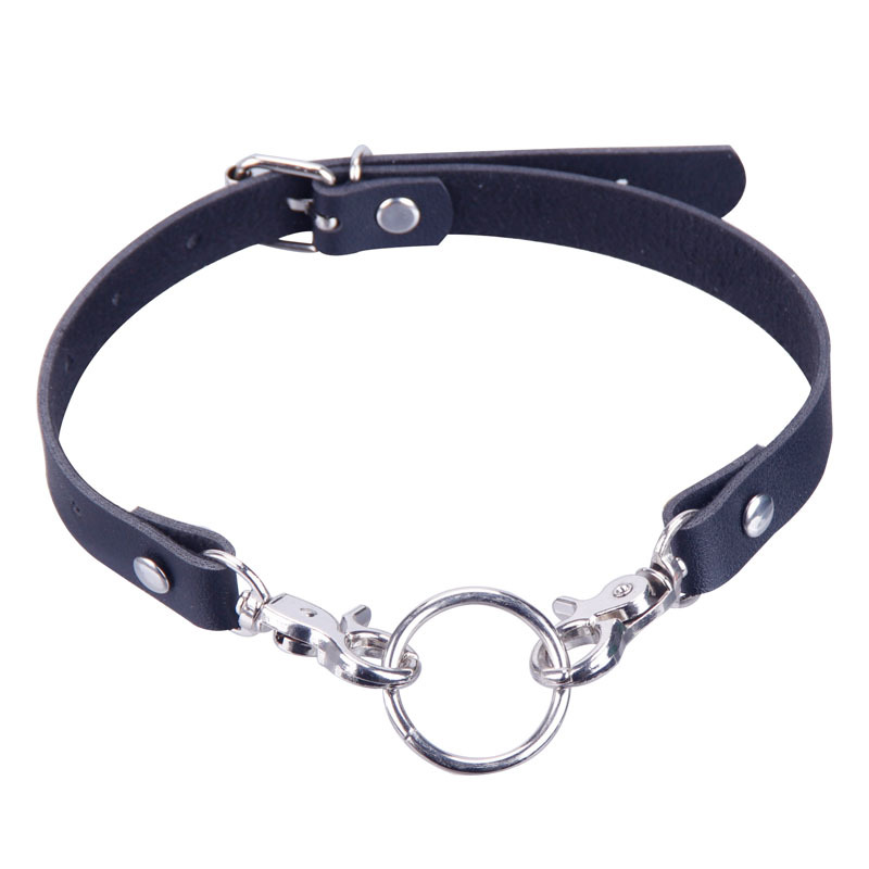 Personalized Simple Pu Leather Chain Collar Fashionable Belt Buckle Necklace Punk Harajuku Sexy Ring Necklace Necklace