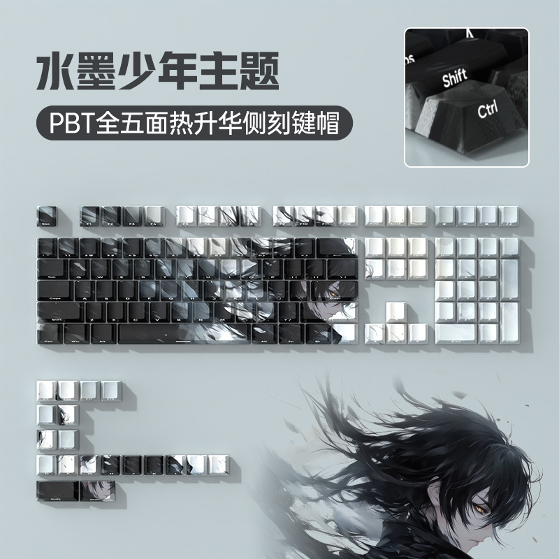 Pbt Dye-Sublimation Themed Mechanical Keyboard Keycaps with Side Engraving, Translucent, Customized, Personalized, Creative, High Aesthetic Value, Small Full Set