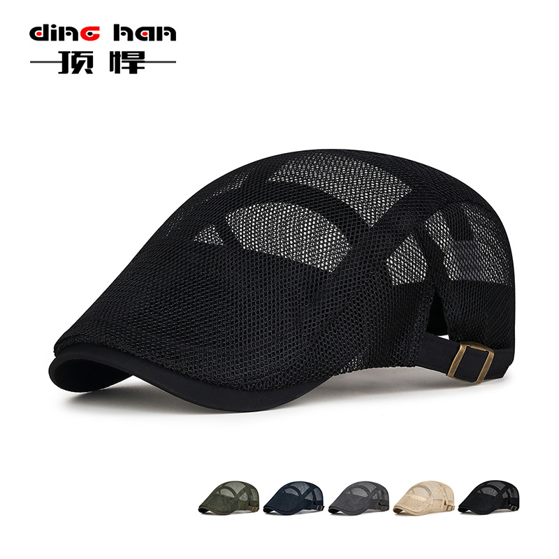 Summer Thin Casual Beret Men's and Women's Full Mesh Breathable Forward Cap British Vintage Sunshade Cap