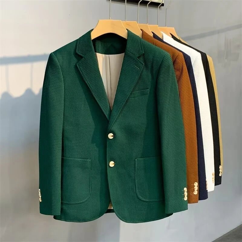 Winter Thickened Suit Jacket Korean Style Waffle Warm Jacket