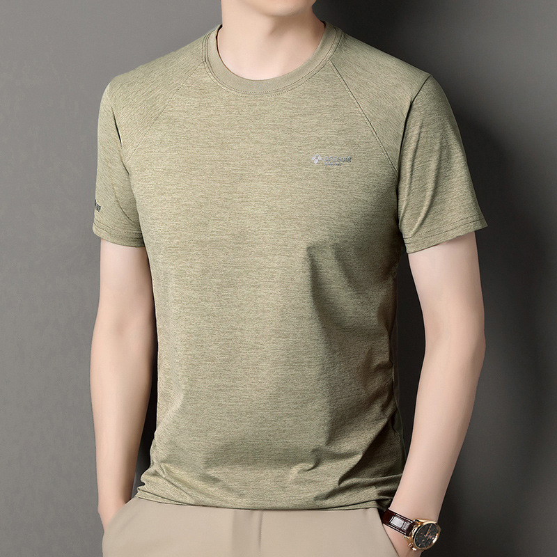 Source Factory Breathable Short-Sleeved T-Shirt for Men with Raglan Sleeves and Round Neck, Summer Business Casual Men's T-Shirt, Wholesale in Stock