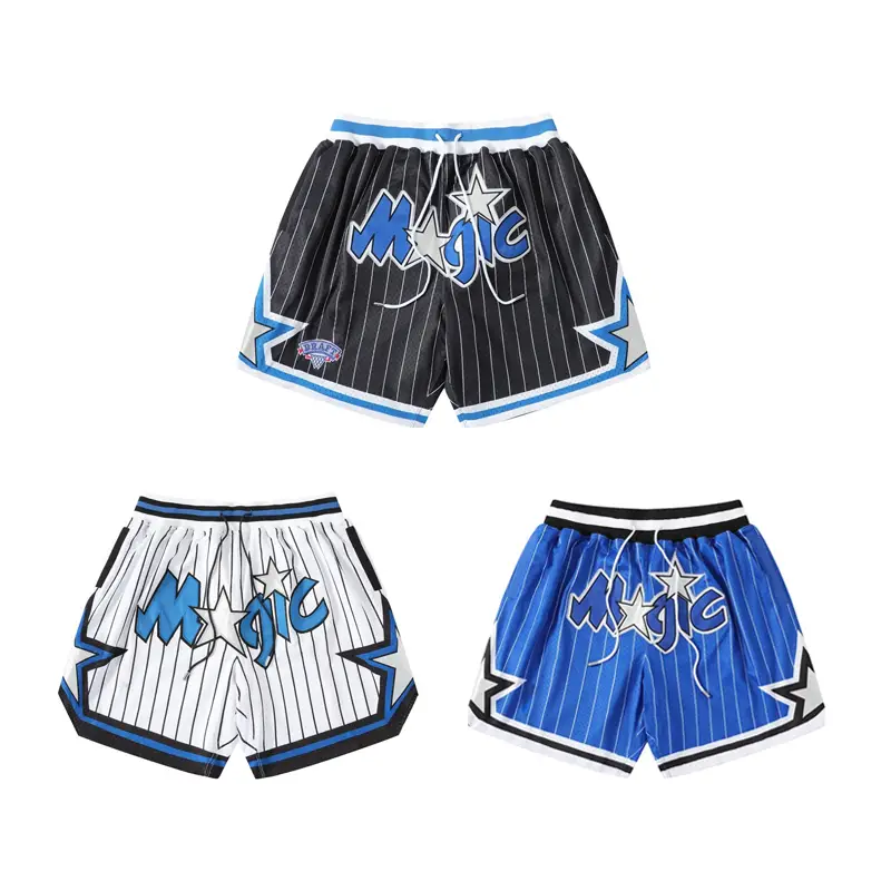 Roaring Little Eyes Just Don Jd Black Blue and White Orlando Magic Magic Embroider Mesh High Street shorts