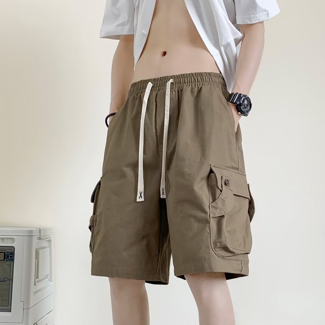 Men's Cargo Shorts 2025 Summer Trendy High Street Large Pocket American Style Sports Casual Mid-Length Shorts