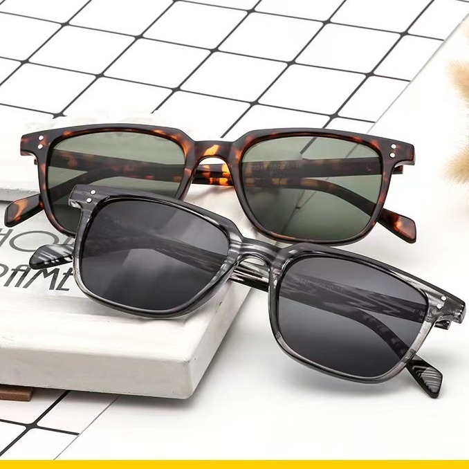 Small Box Sunglasses Women's Trendy Distinctive Retro Korean Style New Arrival Sunglasses Men's Trendy Round Face Cyber Celebrous Plain Slim Glasses