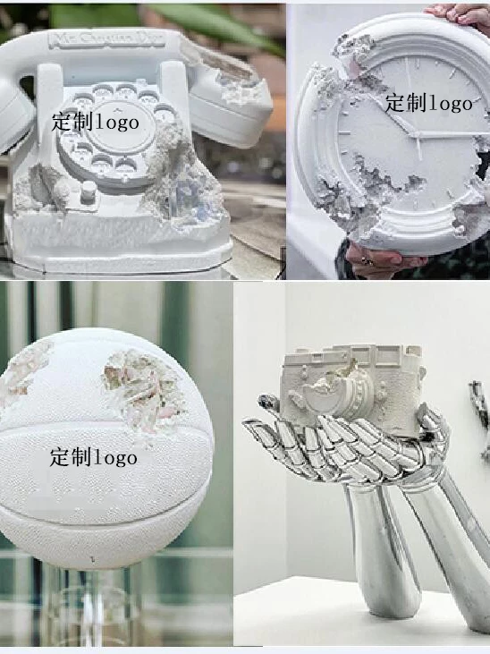 水晶篮球摆件雕塑水晶座机电话潮流同款ins手托相机
