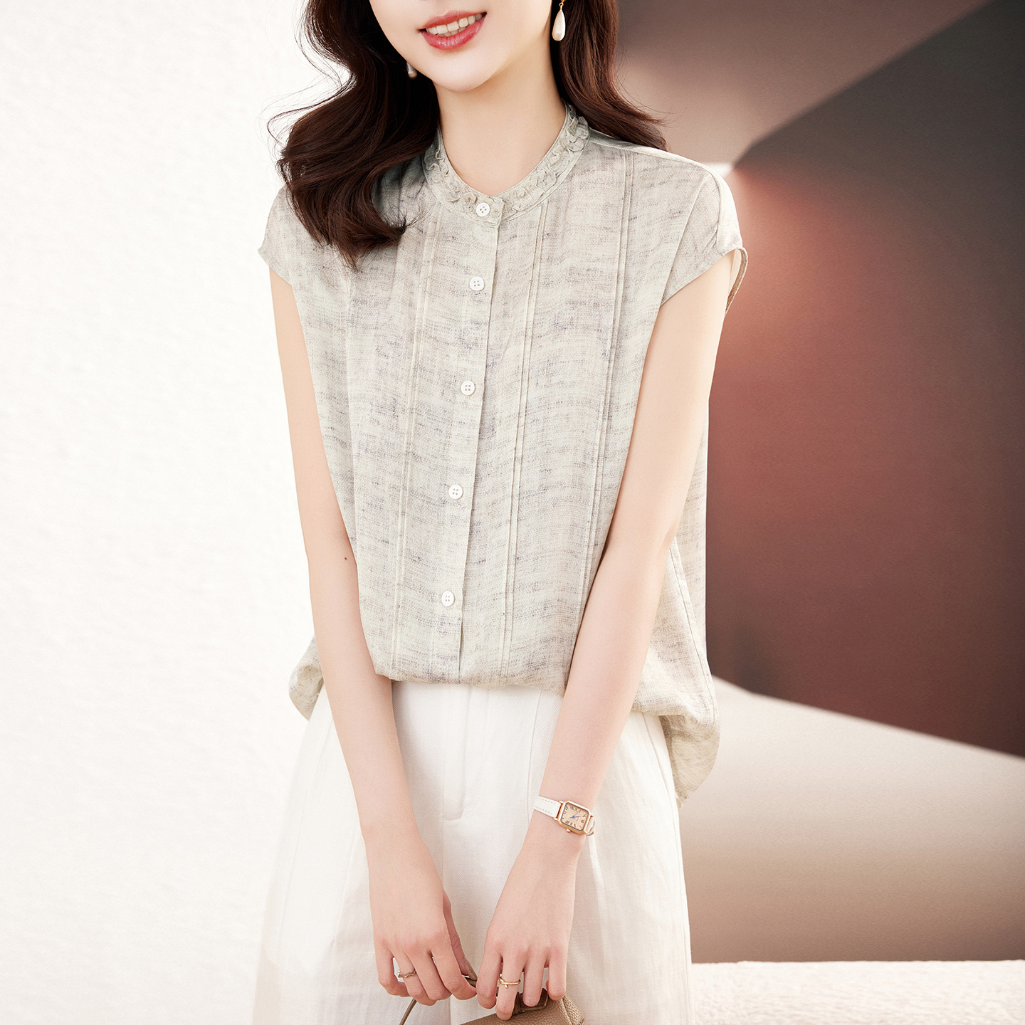 Hangzhou Stretch Double-Georgette Silk Shirt for Women, Summer Top with a Stylish Design, Casual High-Quality Mulberry Silk Shirt Cardigan