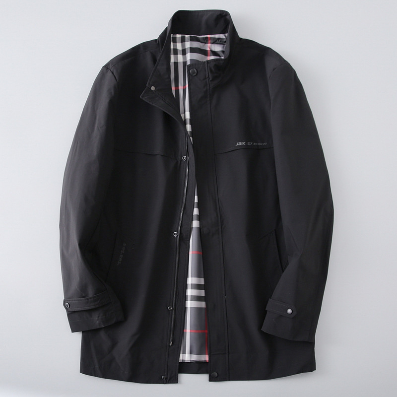 Shopping Mall Withdraws Cabinet Three-proof Fabric Mid-length Windbreaker Men's Jacket with Vertical Collar Spring Vertical Collar Business Men's Jacket 1D003