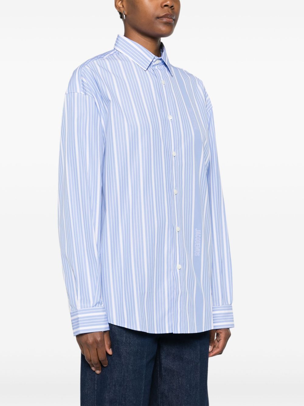 In Stock 2025 Early Spring Striped Long-Sleeve Shirt Basic Style Turn-Down Collar Casual Jacquemus Shirt Unisex QC-foto från 1688 på Qualit.ly