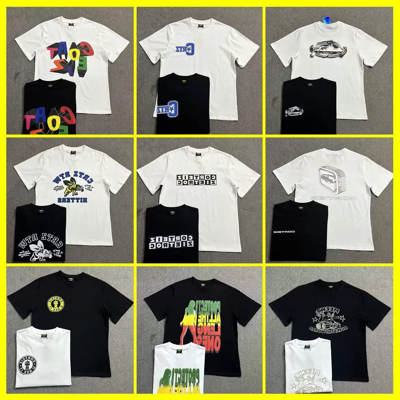 Cross-Border New Corteiz Short-Sleeved Alcatraz T-Shirt Letter Logo Printed Round Neck American Casual Loose Half-Sleeve